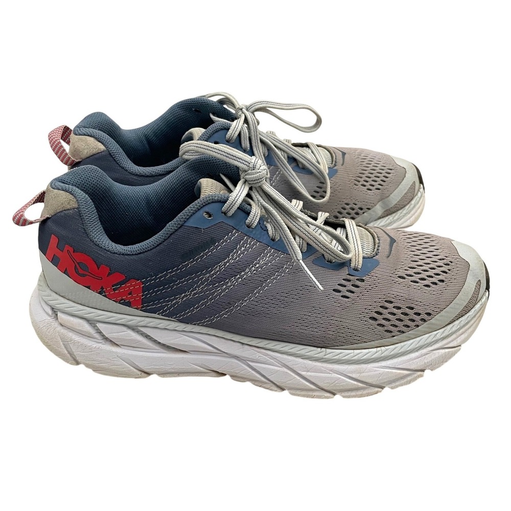 Hoka One One Clifton 6 Running Shoes Womens 7.5 Grey Blue 1102873 PAMB